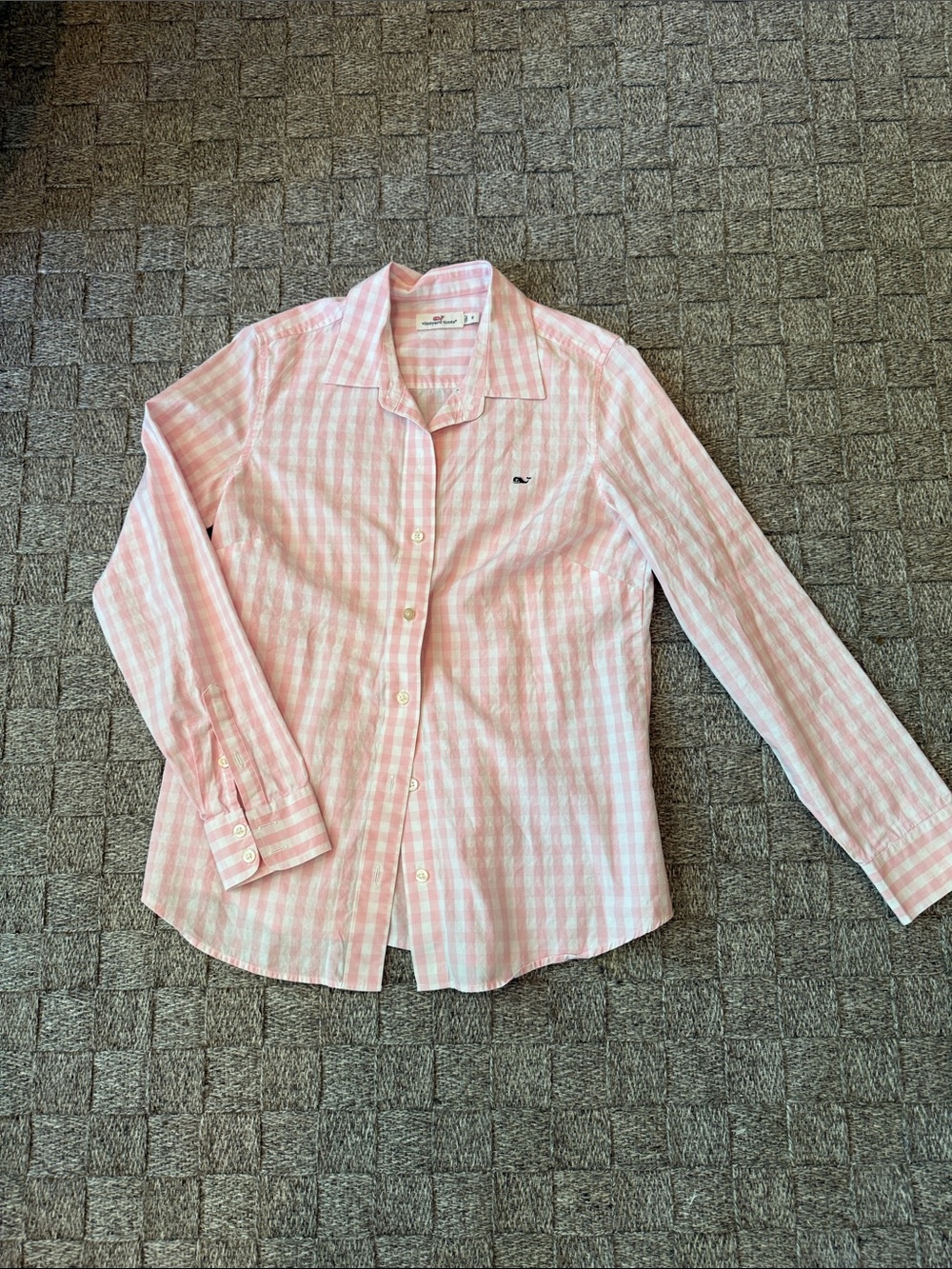 Ladies Pink Striped Button-Up Shirt - Classic Collared Top